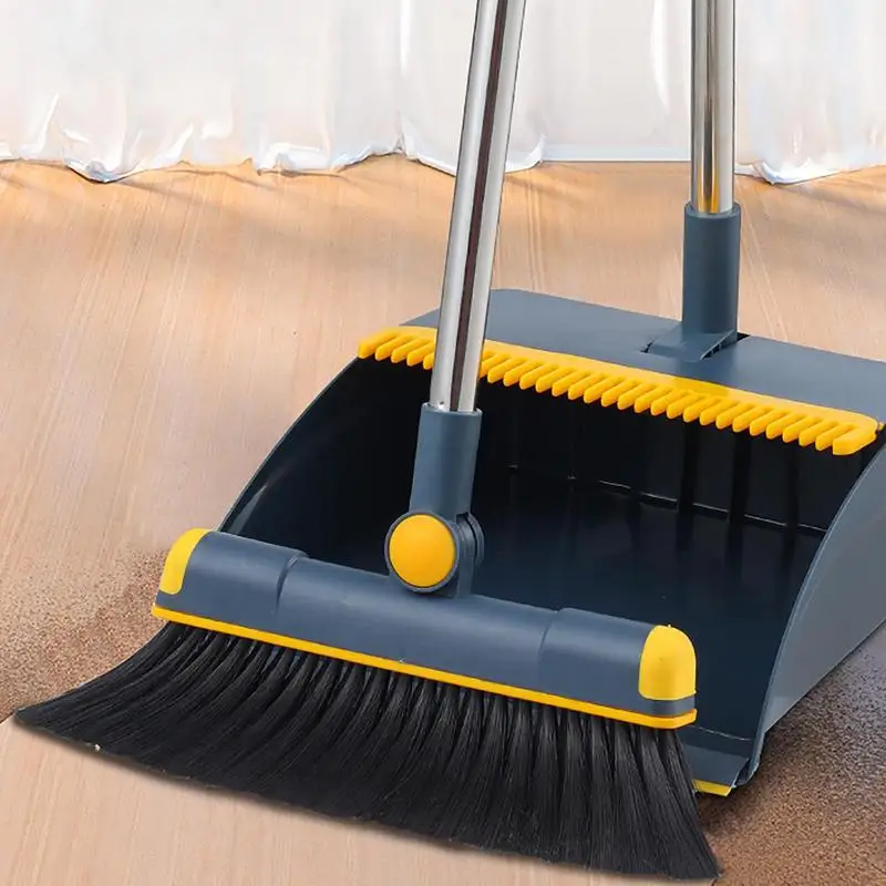 Broom Dustpan Set Kitchen Outdoor Telescopic Pole Set Home Living Room Broom Dustpan Combination Vertical Folding Garbage Shovel