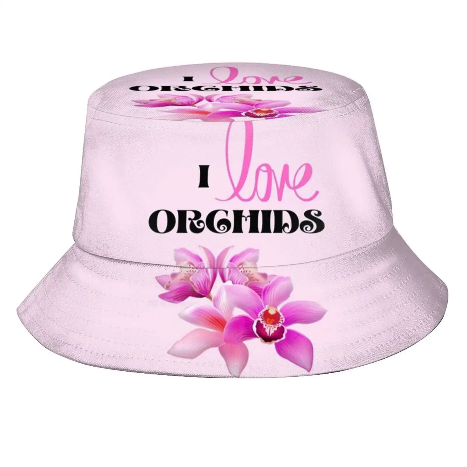 I Love Orchids Unisex Fisherman Hats Cap Crazy Orchid Lady Orchid Lover Orchid Flower Funny Design Creative Colorful Flowers