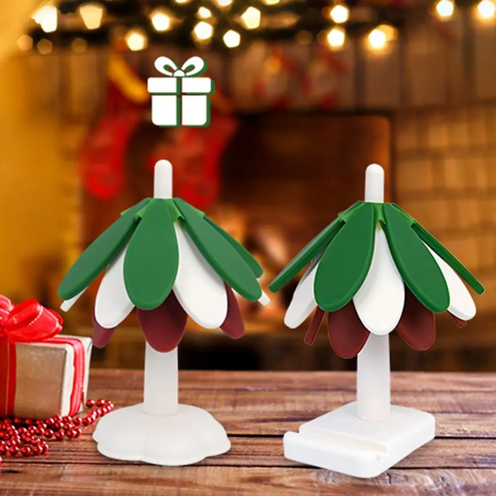 

Anti Scald Christmas Tree Table Mat Xmas Tree Shape Foldable Foldable Coaster Flower Shape /Square Base Heat Resistant