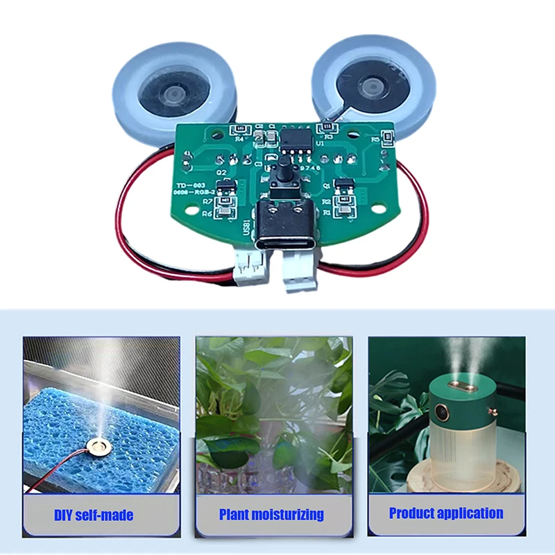 TYPE-C USB Mini Humidifier DIY Kits Mist Maker And Driver Circuit Board Fogger Atomization Film Colorful Double Spray Board