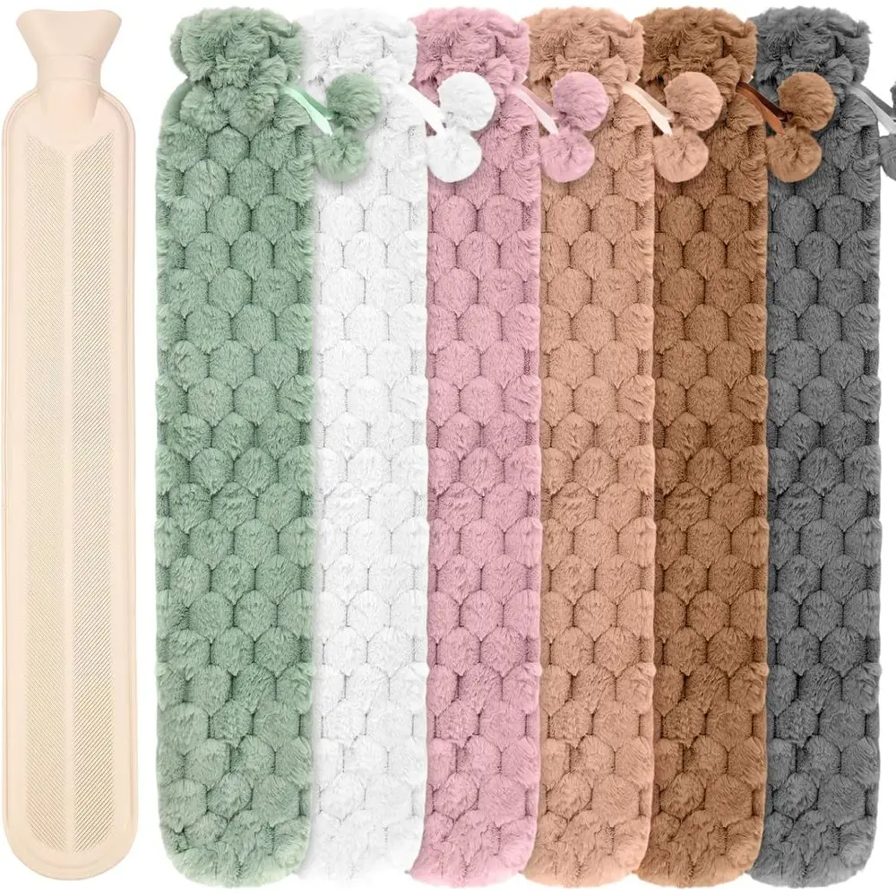 

2L Rubber Hot Water Bottle with Plush Cover for Pain Relief and Menstrual Cramps