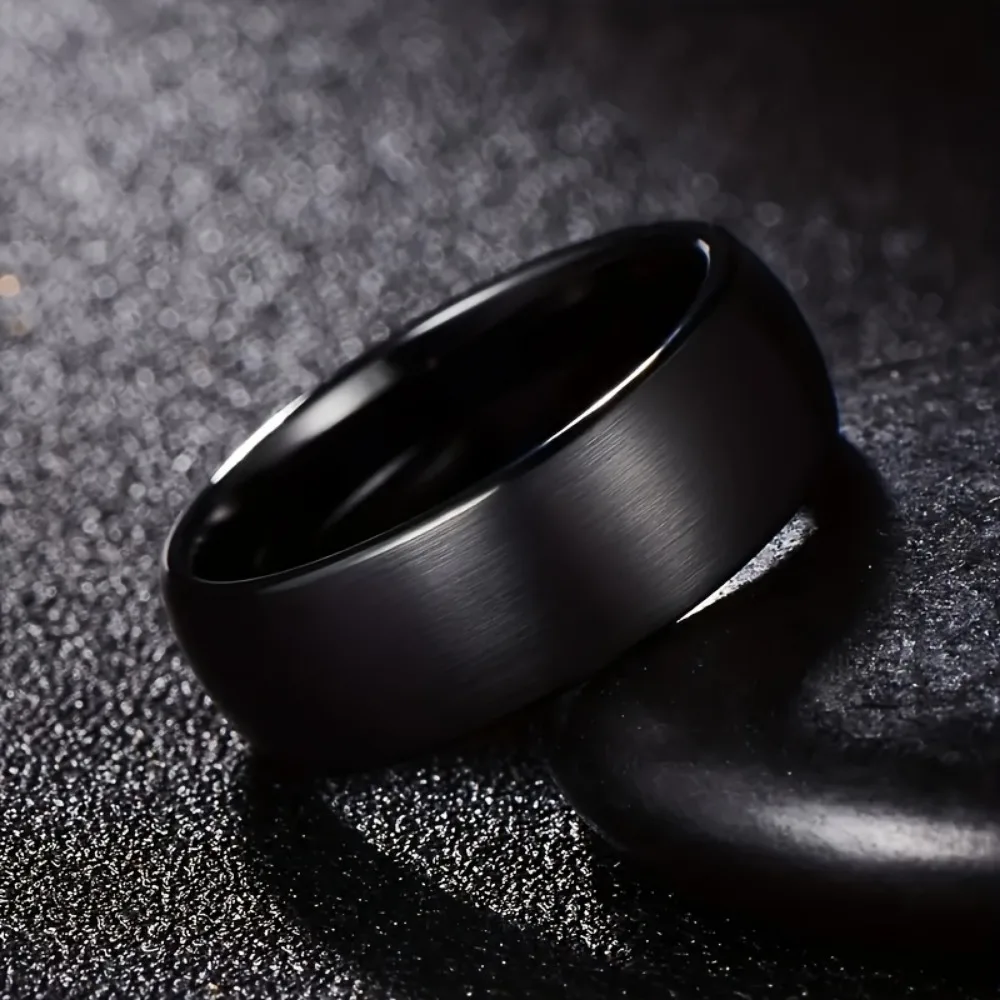 8Mm Black Stainless Steel Men'S Ring - Comfort Fit, Durable Perfect For Teens & Adults Stainless Steel Rings For Men