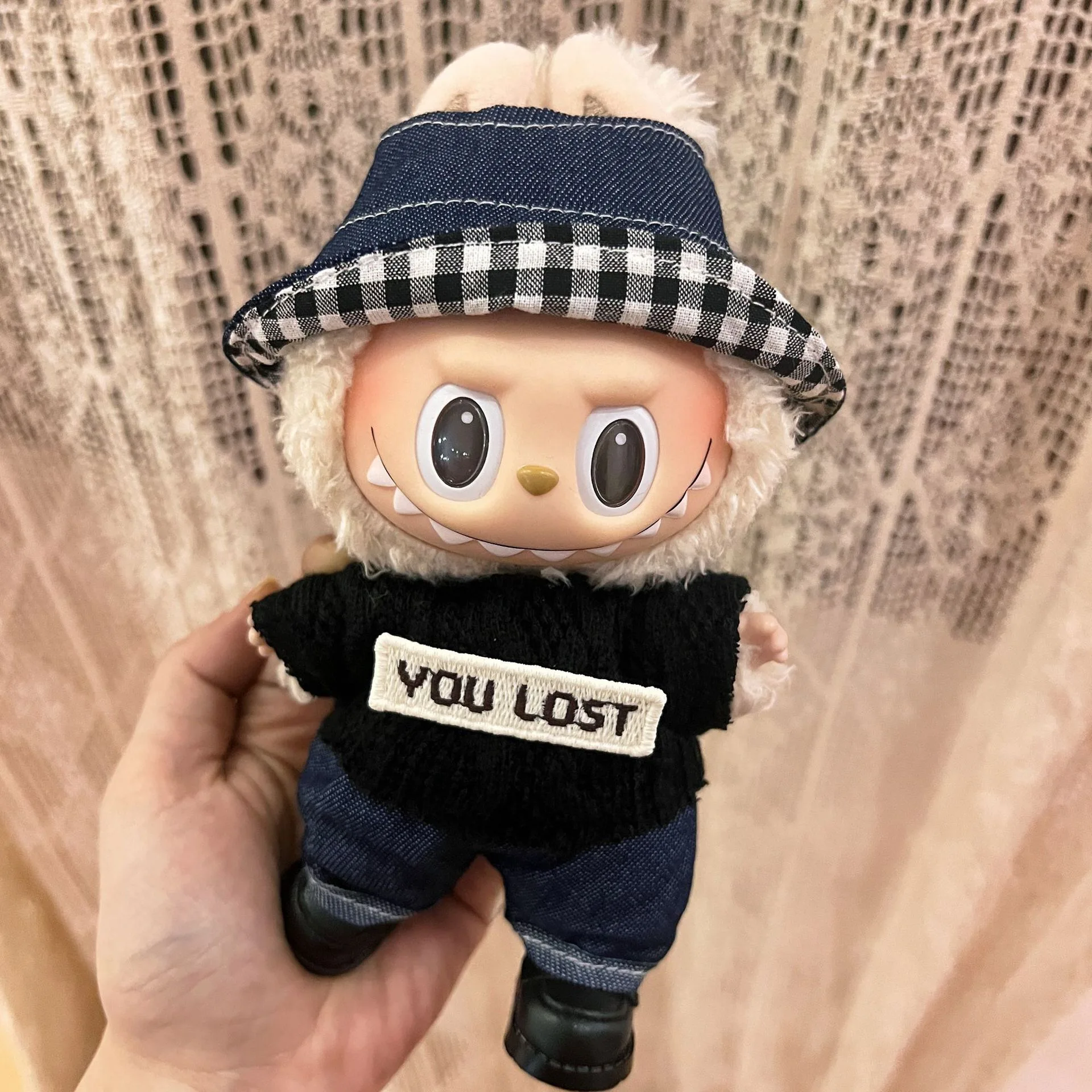 

For 17cm Labubu Plush Doll Clothes Cute luxury design Macaron labubu Handmade Clothes Set Advanced fashion designer brand Gift