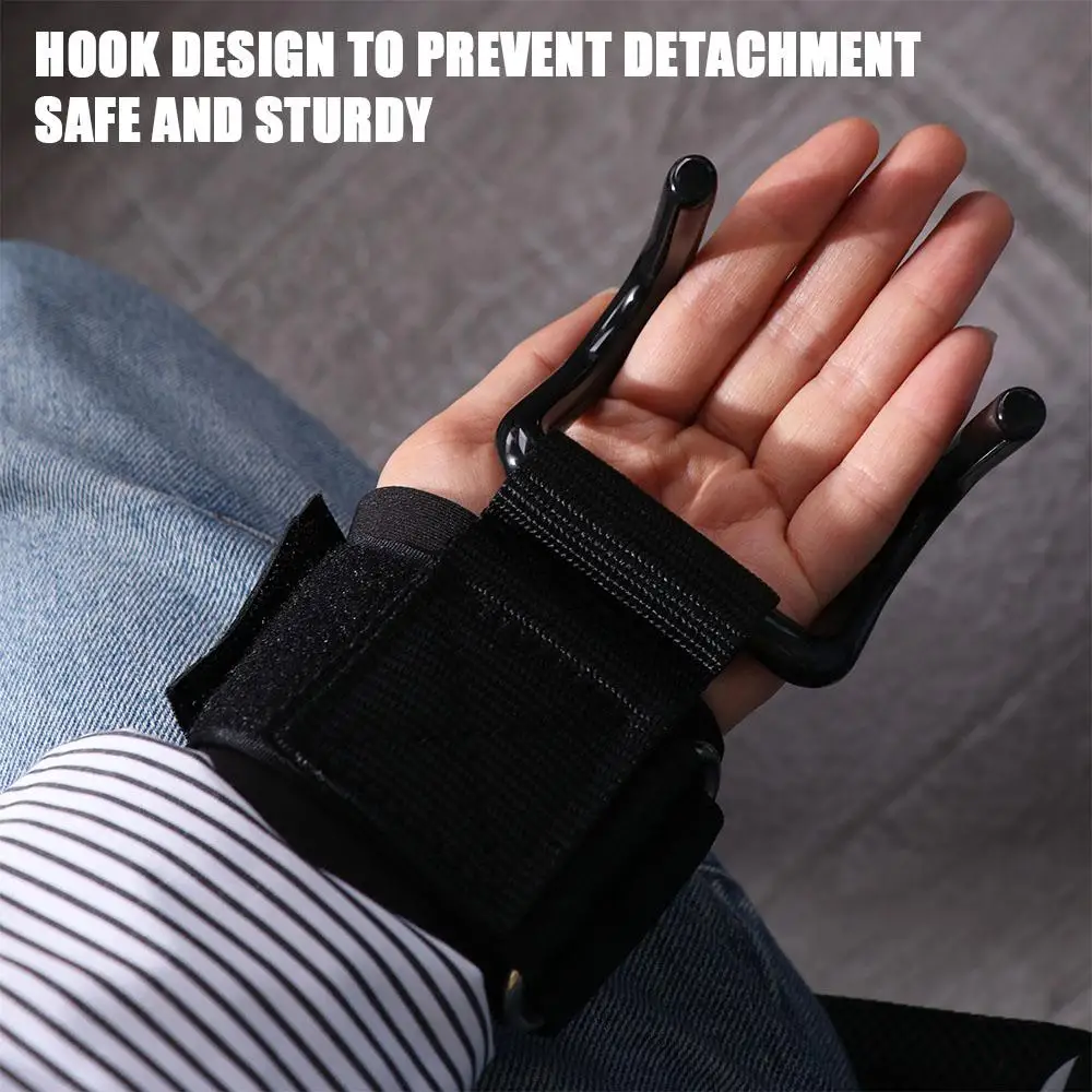 1 pair Pull-up Weight Lifting Grip Hook Adjustable Non-Slip Auxiliary Power Wrist Guard Auxiliary 1 Pair Steel Hook Grips Strap