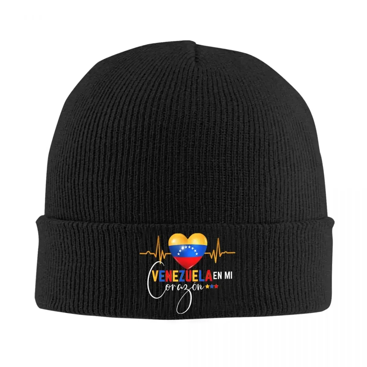 Venezuela En El Corazon Venezuelan Pride Knit Hat Beanie Autumn Winter Hats Warm Acrylic Hip-hop Cap Men Women Gift