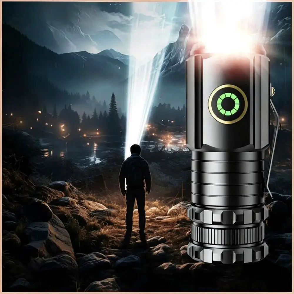 Portable LED Flashlight Rechargeable Zoomable Torch Strong Light Compact Tactical Lamp For Hiking Camping Emergency Kit