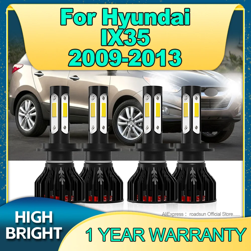 2/4Pcs Car Headlight 180W H7 Auto LED Lamp 4Side Chip Light Bulbs with Cooling Fan For Hyundai IX35 2009 2010 2011 2012 2013