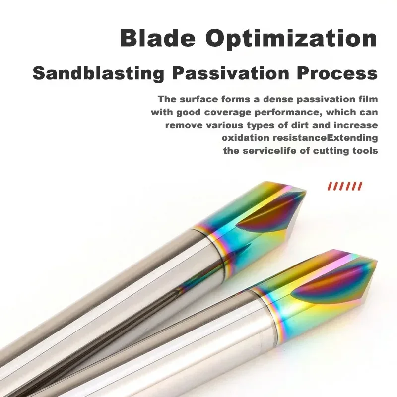 3-Flute Colorful Tungsten Steel Chamfer Milling Cutter 60°90°120°  Endmills CNC Mechanical Machining Cutters Tools