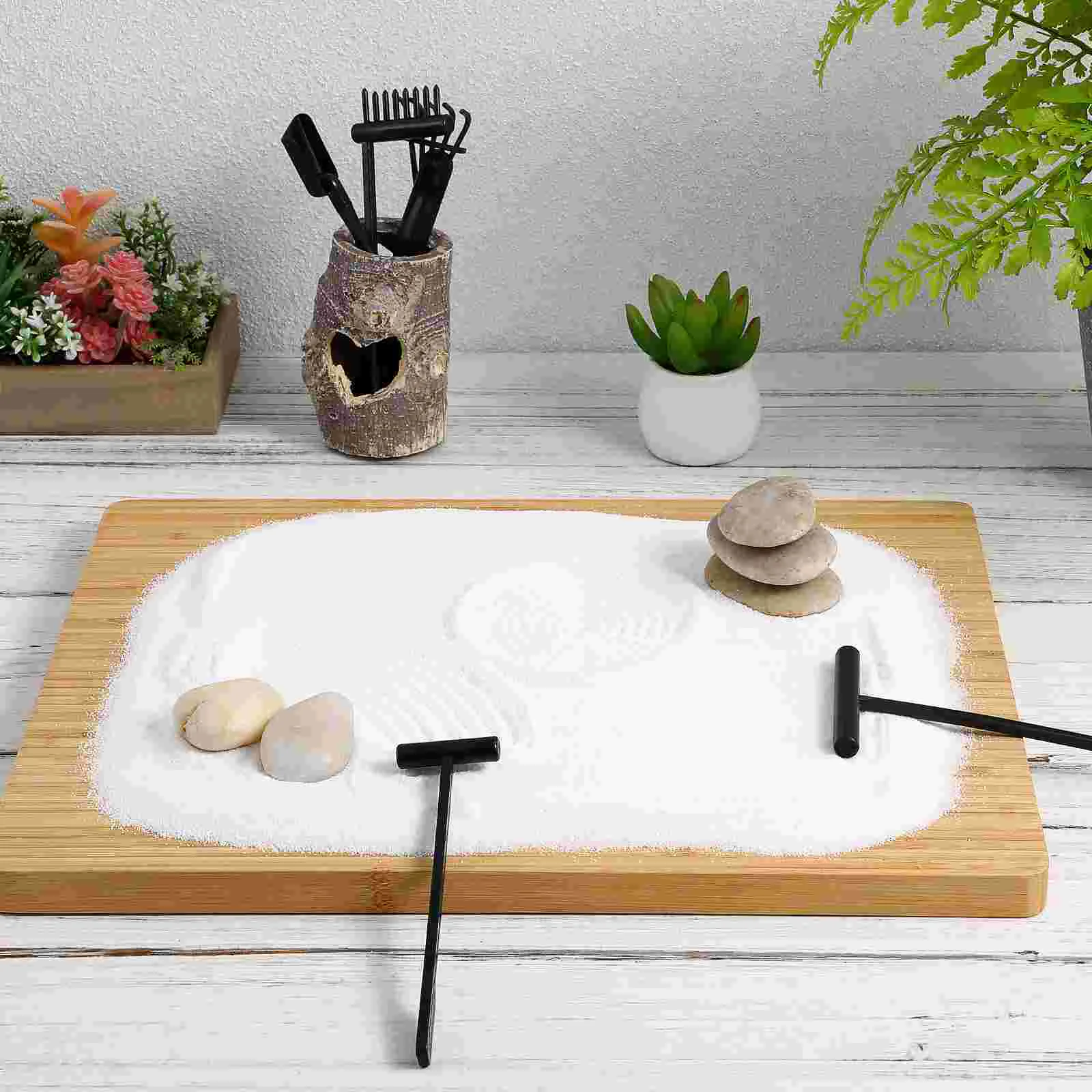 Râteau à sable, outils, petit jouet, Kit de jardin Zen, ornements de Table en plastique, 6 pièces