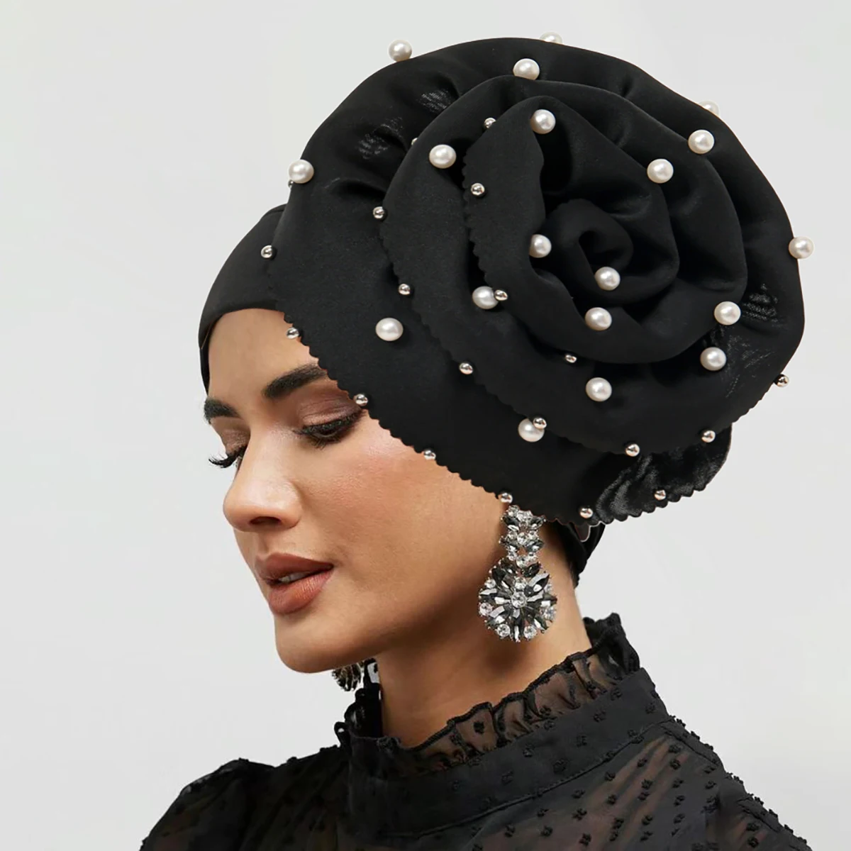 New Muslim Women Flower Hat Indian Beanie Hair Loss Head Cover Beaded Turban Cancer Chemo Islamic Caps Headwear Ladies Hats