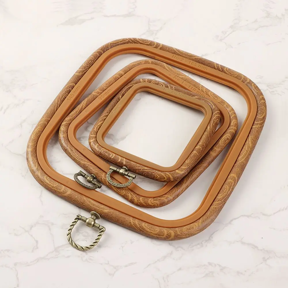 Wood Grain Embroidery Hoop Stretch Tool Plastic DIY Handmade Reusable Durable Embroidery Frame Needlecraft Sewing Accessories