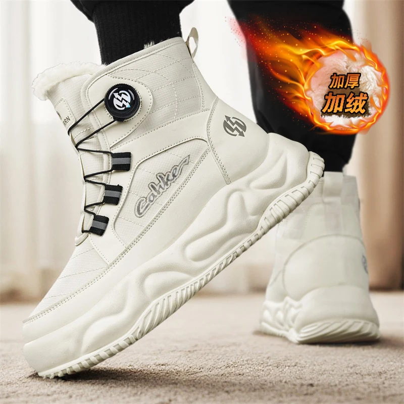 2025 رجل الثلوج الشتاء أحذية حذاء كاجوال الكاحل الفراء الدافئة الجلود كاوبوي القتالية دراجة نارية المشي لمسافات طويلة في الهواء الطلق مصمم فاخر
