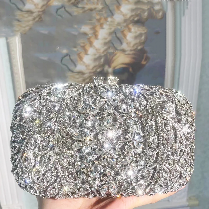 

Вечерние свадебные кошельки с бриллиантами, роскошные блестящие женские белые/серебряные клатчи со стразами, женские вечерние сумки с кристаллами, кошельки для выпускного вечера