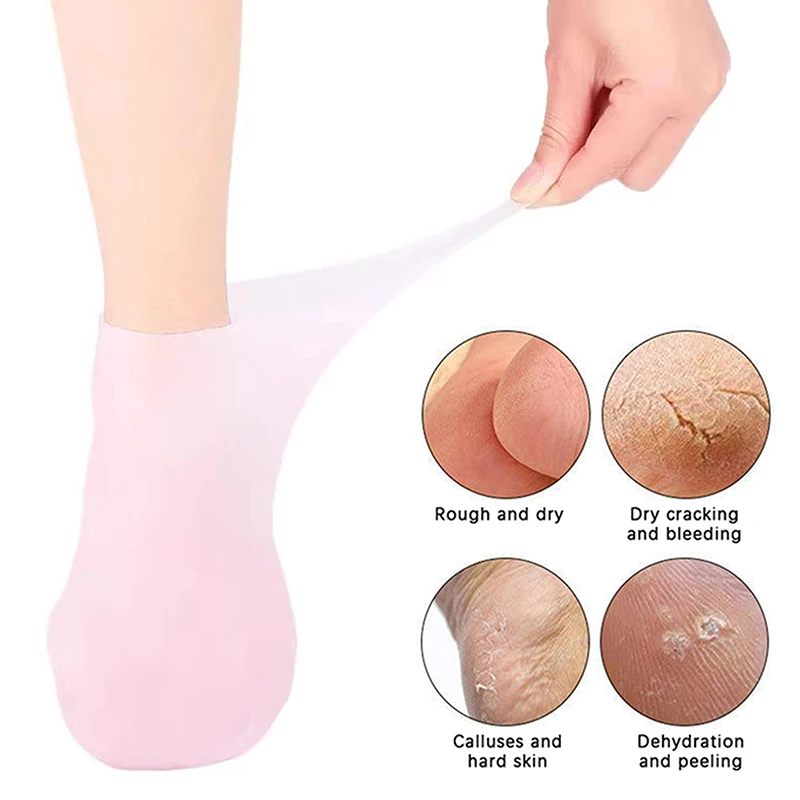 1Pairs Silikon Feuchtigkeitsspendende Fußpflege Socken Anti Füße Haut Trockenheit Rissbildung Peeling Abgestorbene Haut Entfernen Schutz Schmerzen Relief