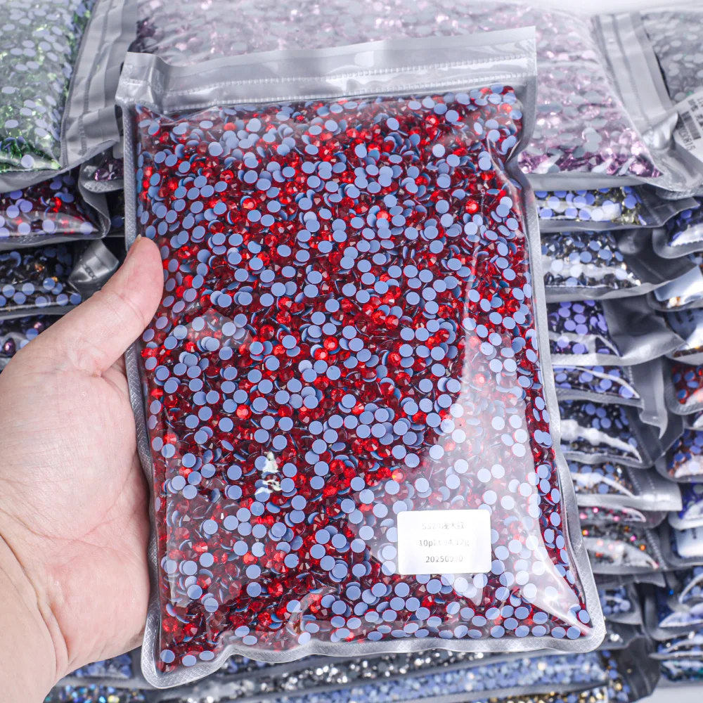 

900g SS10 Glitter Glass Lt.siam Hotfix Rhinestones for Clothing Shoes Skirts Phone Case Decorations