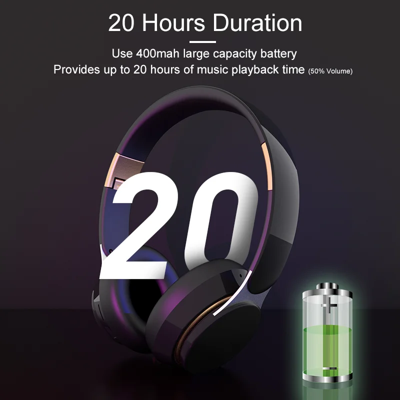 Headphones Bluetooth Wireless Headsets With Mic Music Gaming Sports Earpieces Great Bass Earphones Foldable Support TF SD-Card