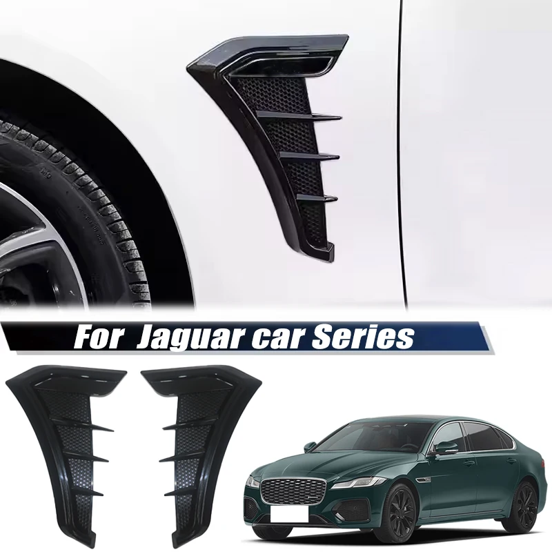 2pcs Carbon Fiber Black Car Hood Air Intake Vent Cover Stickers For Jaguar XE XF XJ XK XFR XJS F-Type E-Pace I-Pace S-Type