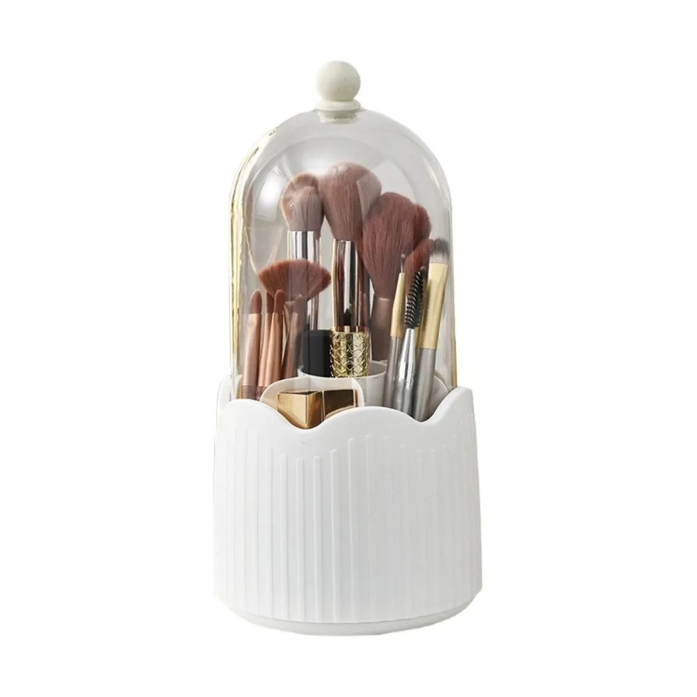 

Поворотная коробка для кистей для макияжа с крышкой, съемный пыленепроницаемый держатель для хранения косметики, тюбик для хранения, водонепроницаемый