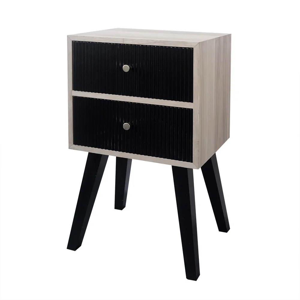 Modern Wooden Bedside Table With Storage Drawers solid wood legs Nightstand end table