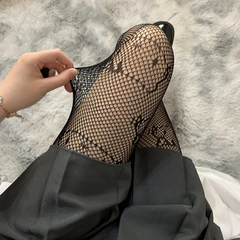 Sales Summer Mesh Hollow Out Cute Cartoon Pattern Ladies Pantyhose Breathable Stretch Lolita Spice Fashion Fishnet Tights