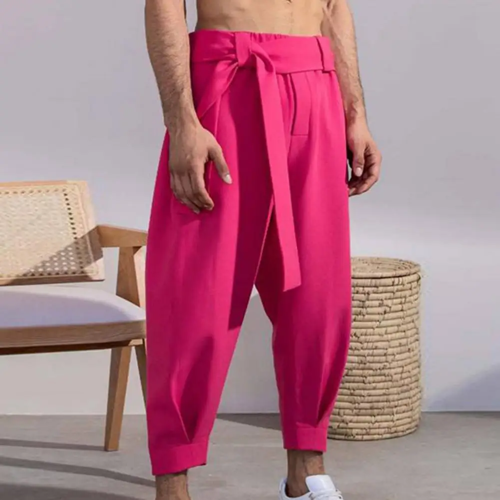 

Men Pants Great All Match Skin-friendly Cropped Trousers Pockets Sweatpants