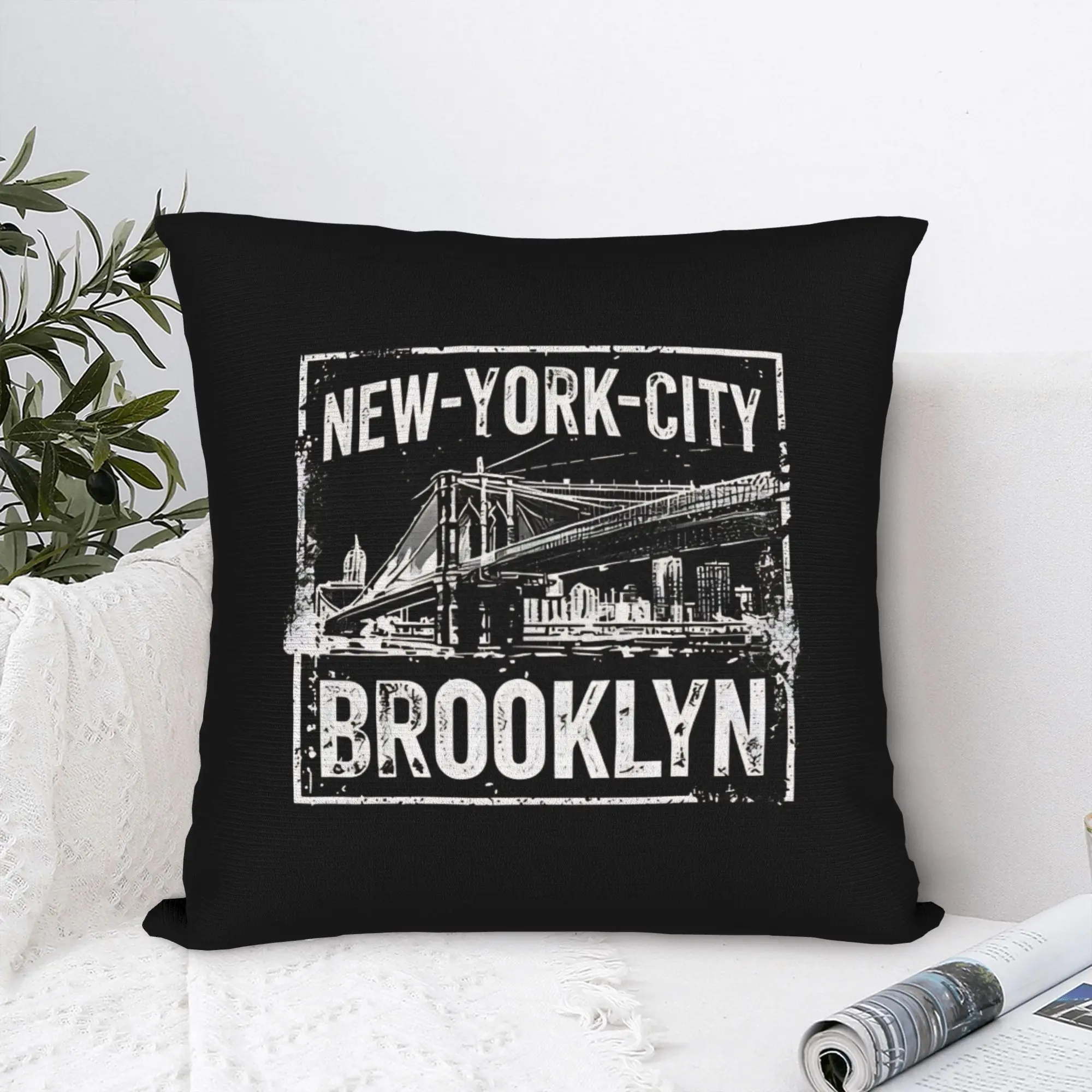 Brooklyn Bridge Black and White Style Pillow Case  Comfy Pillow Cover For Sofa Couch Bed Living Room Vintage Pillowcases