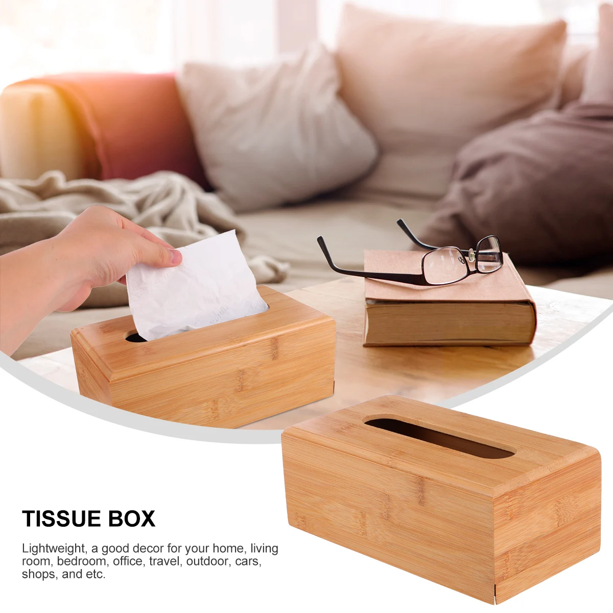 

1Pcs Wooden Tissue Box Bamboo Napkin Holder Lightweight Drawer Lid Design Paper Storage Container Home Decor Tissue Box