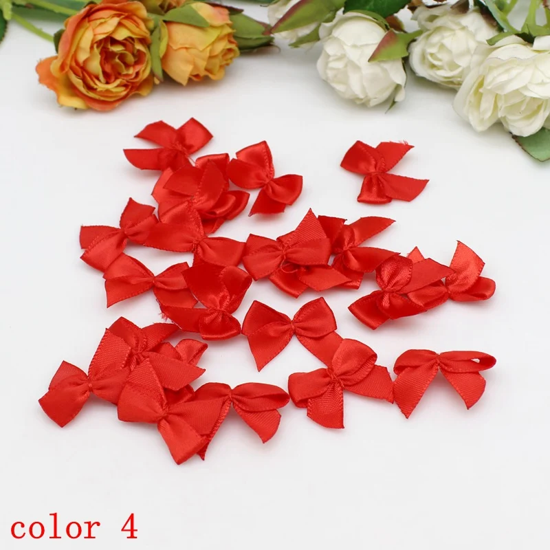 50-100 Stück/Packung 2*2,5 cm kleine Dacron Band Bogen Blume Handwerk Dekoration Handarbeit DIY Party Dekoration farbige Band Schleifen – Detail 12