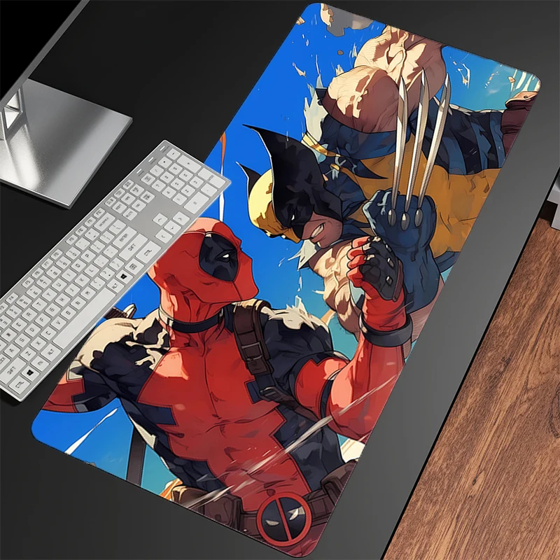 Alfombrilla de ratón Deadpool, accesorios para juegos de Anime, alfombra blanca con borde XXL grande, alfombrilla para teclado de ordenador, alfombrilla de escritorio de goma