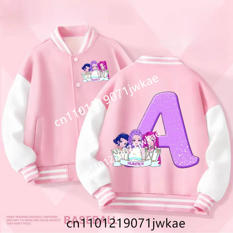 

Spring Autumn Long Sleeves Coat Girl Clothe Gift Kpop Demon Hunter 26 Letter Baseball Uniform Kid Rumi Mira Zoey Jacket Children