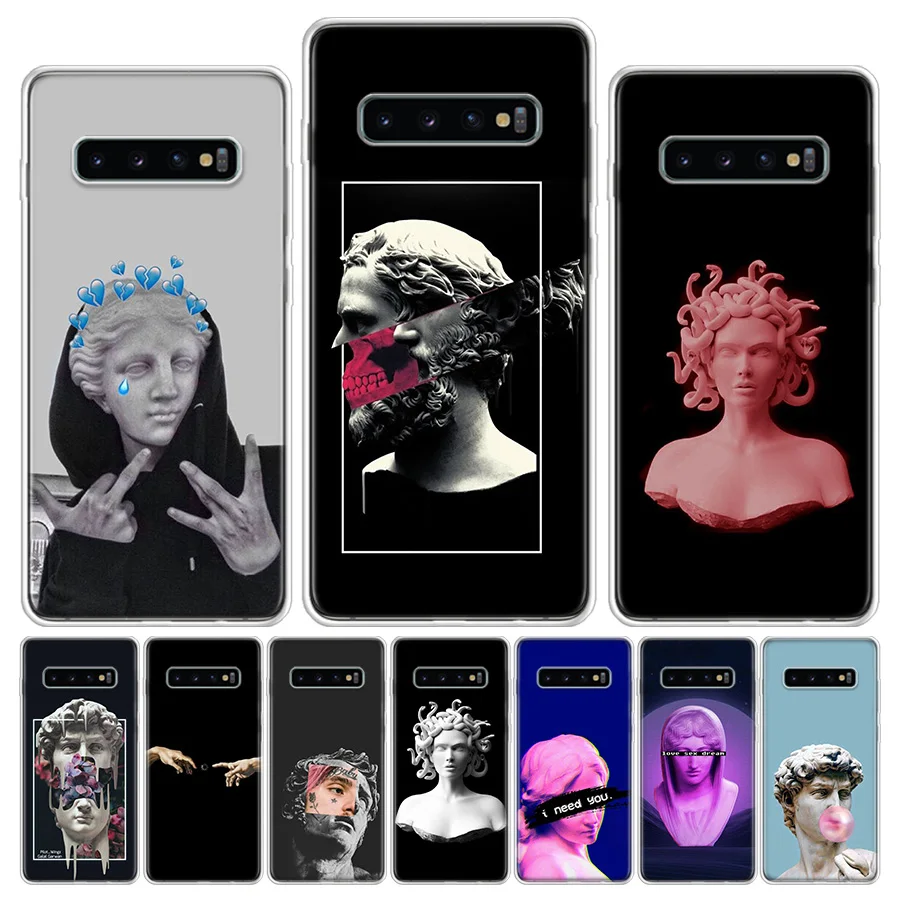 Medusa Vaporwave Art Phone Case For Samsung Galaxy S24 S22 Ultra S21 Plus Capa S20 S23 FE S10 S9 S8 Plus Cover Shell Clear TPU P