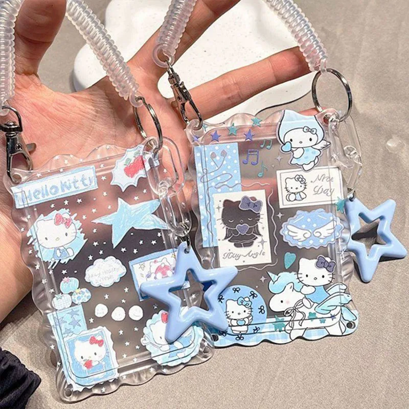 

Hello Kitty Card Holder Transparent Kawaii Bus Campus Card ID Protection Cover Anti Loss Gift for Girls