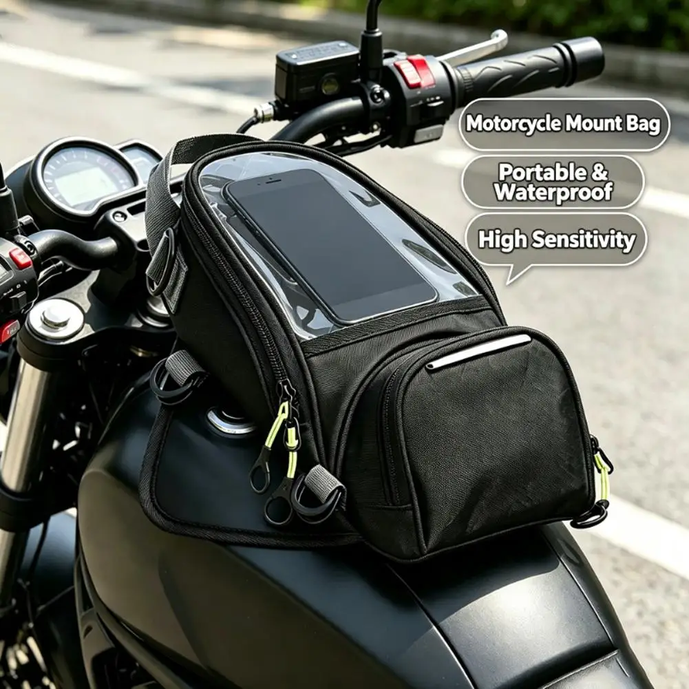 Motorcycle Fuel Tank Bag Transparent Touch Screen Phone Pocket Waterproof Motorbike Riding Storage Pack Travel Equipment