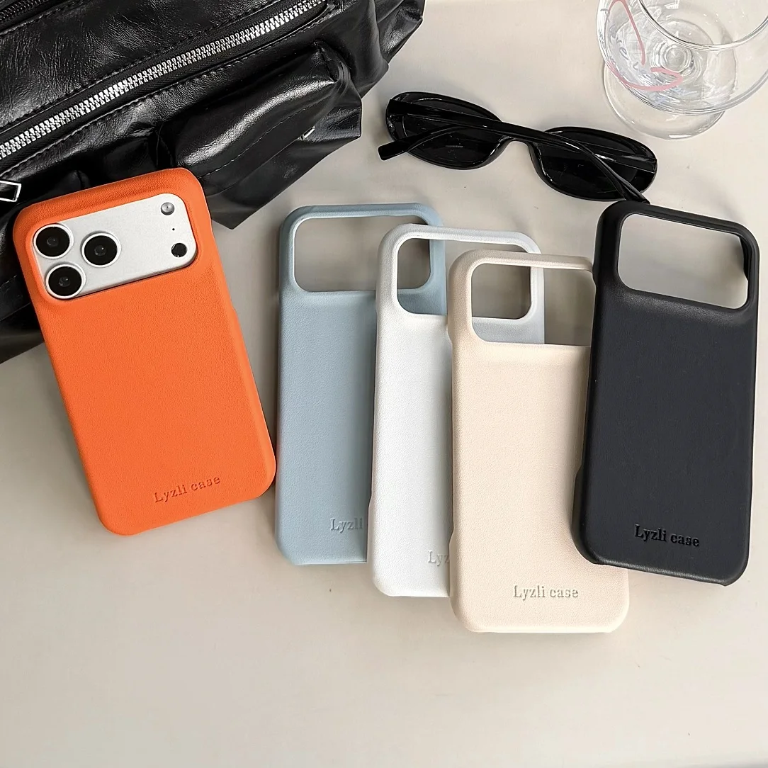 

New Trendy Fashion Skin Feel Leather Case For iPhone 13,14,15 Pro,16 Pro Max,17 Air,17 Pro Max Shockproof Funda Phone Cover