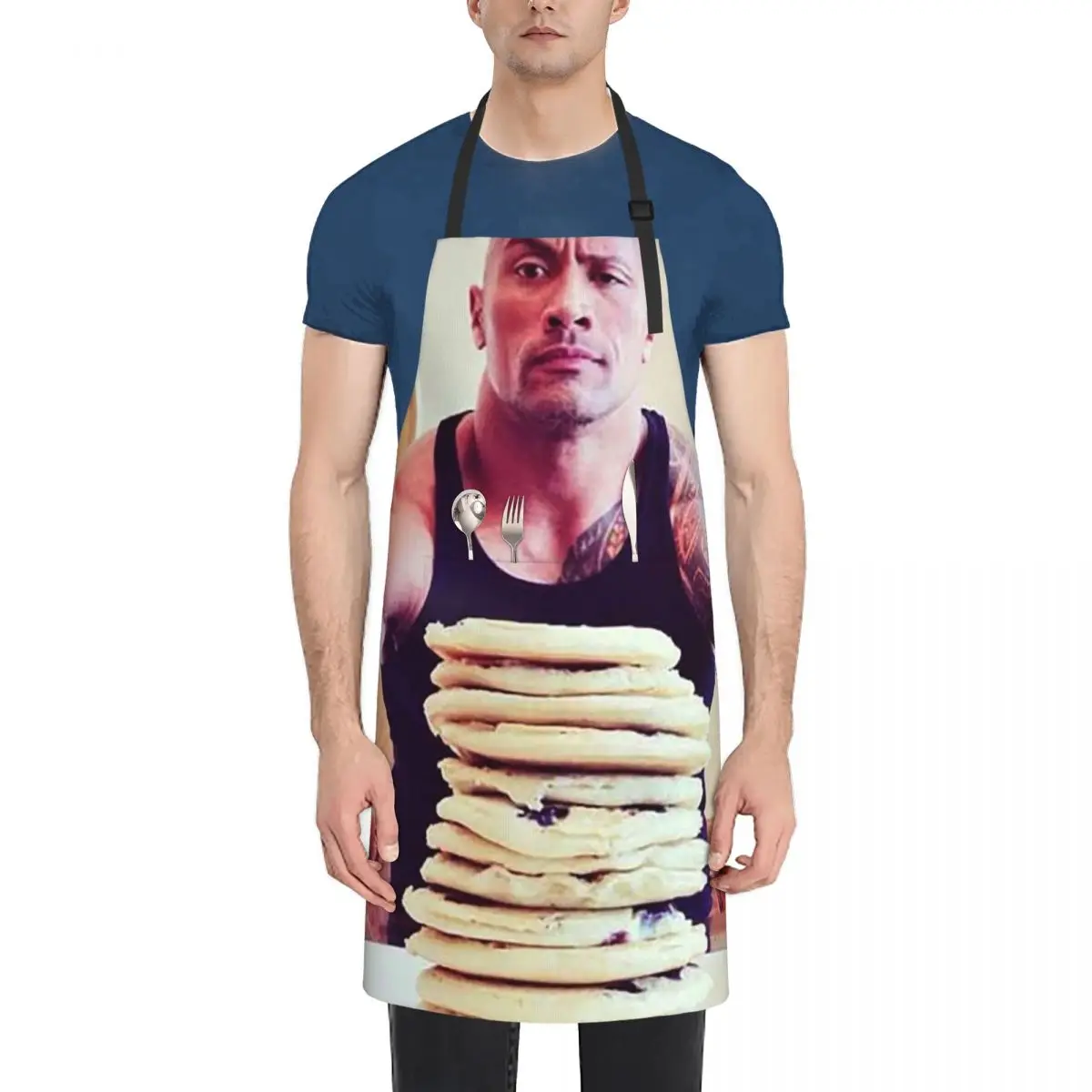 Dwayne The Rock Johnson Eating Blueberry Pancakes Apron Kitchen Novel Kitchen Accessories Kitchen Apron