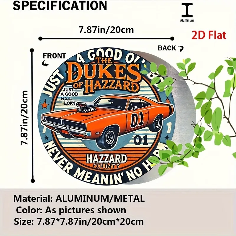 Round Aluminum Sign, Vintage Metal Tin Design, Retro Rustic Wall Art, Car-Themed Decor, Suitable for Home, Garage, Dining Area