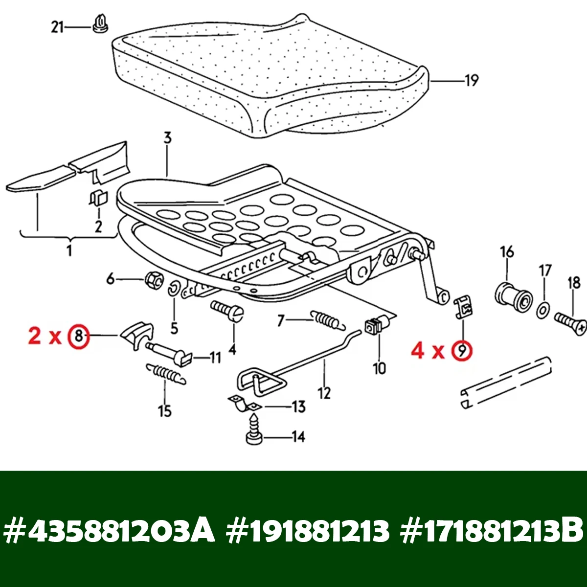 For VW Scirocco T3 K70 Golf Inner Seat Rail Runner Slider Guide Clip Accessories Replacement Parts 431803173B Car Front Centre 3