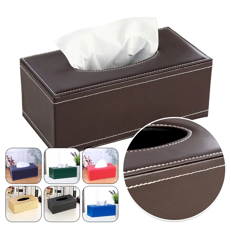 

Leather Tissue Box for Living Room Hotel Office Restaurant Desktop Paper Towel Box Napkin Wood Holder Table Tissue Paper Case