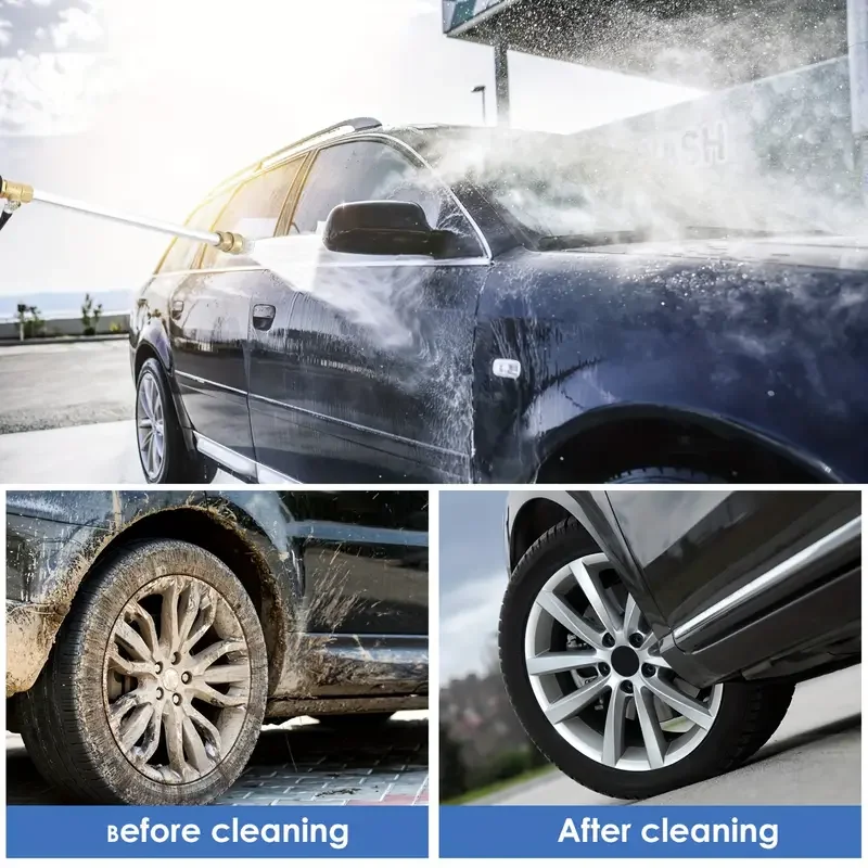 Портативный пистолет для мойки высокого давления: быстроразъемное соединение для автомобиля/сада/двора, совместимый с шлангом, прочный и черный
