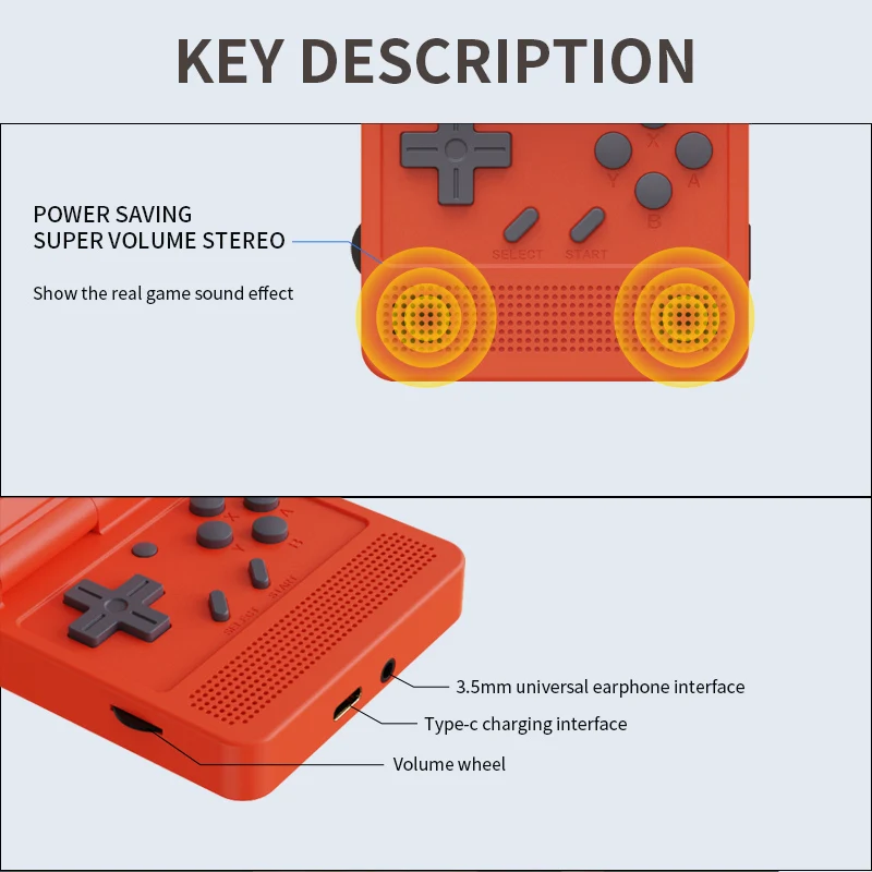POWKIDDY v90 3-Inch IPS Screen Flip Handheld Console Dual Open System Game Console 16 Simulators Retro PS1 Kids Gift 3D New Game 5