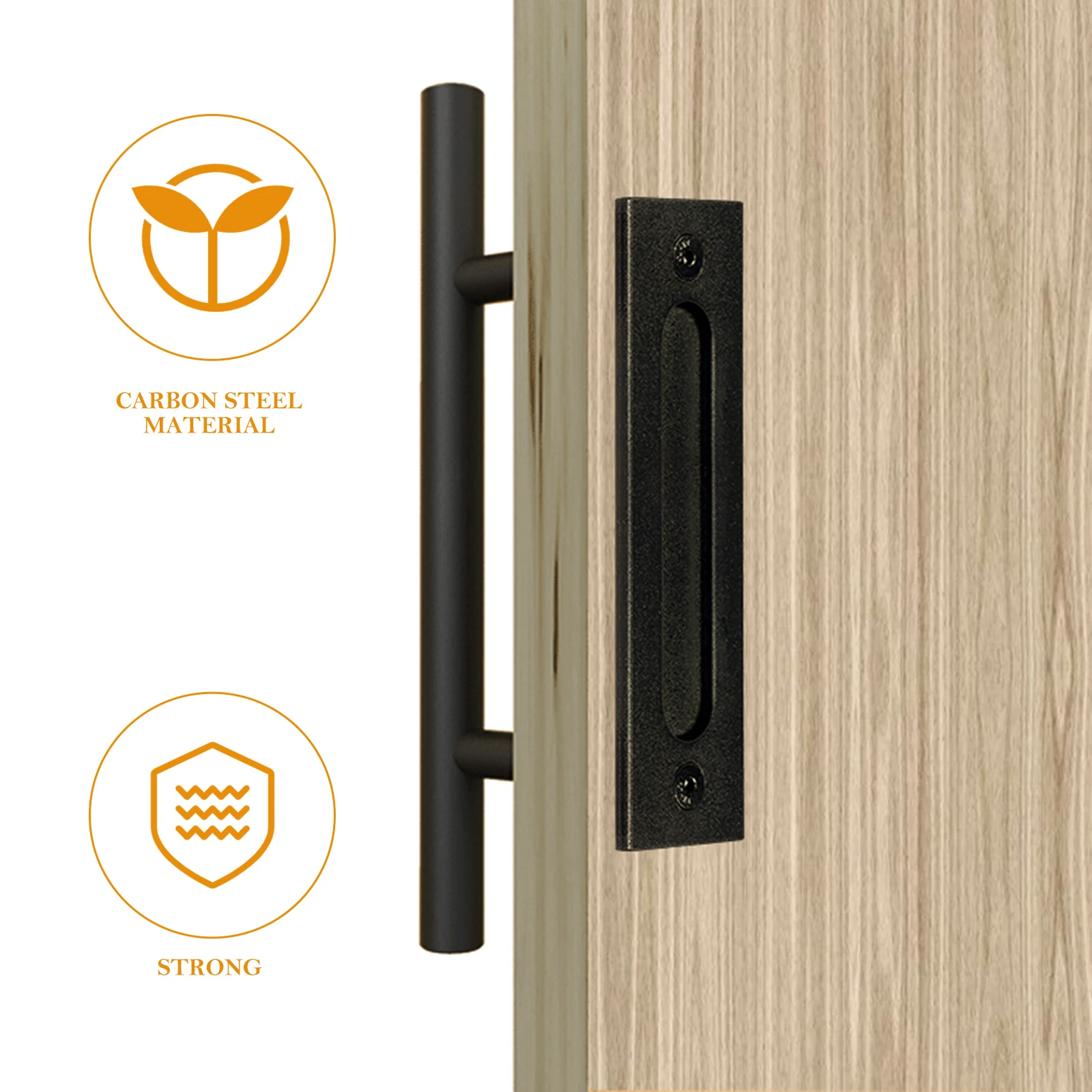 

Round H Durable Carbon Steel Sliding Door Pull Barn Cupboard Gate Warehouse Practical Easy InstallCircular Grip