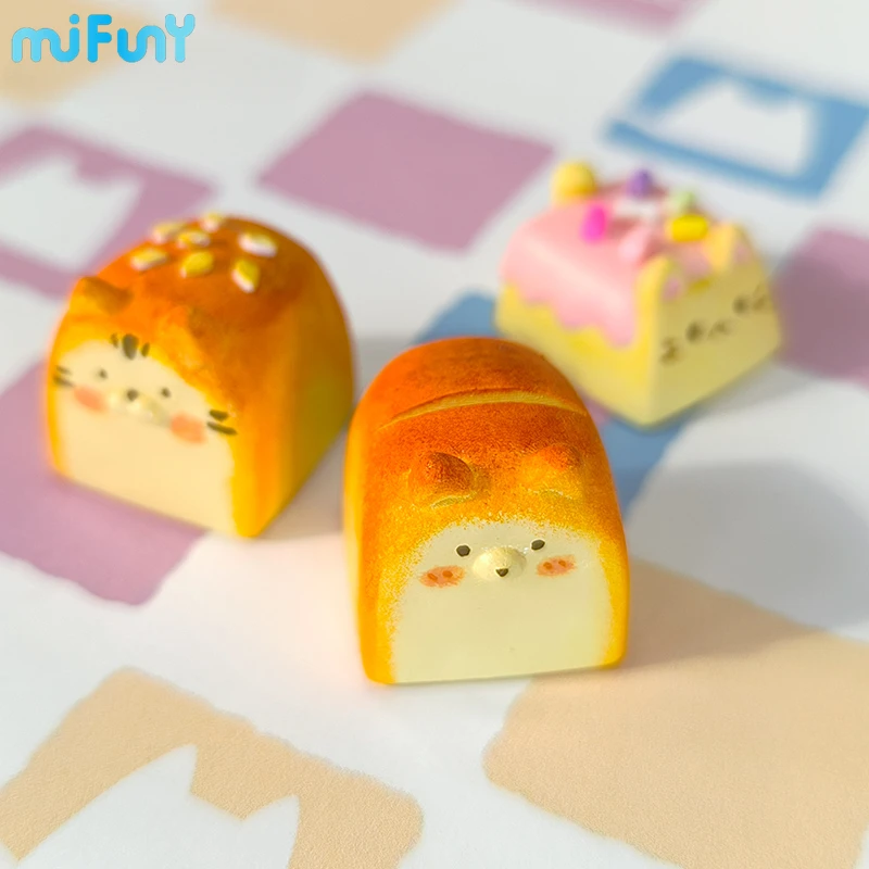 

Toast Puppy Keycap Artisan Keyboard Cap Resin Original Doughnut Animal Cute KeyCap for Mechanical Keyboard Accessories Gift