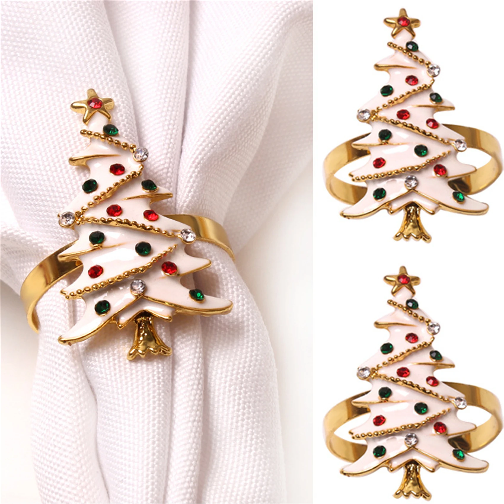 

1PC Christmas Tree Napkin Ring,Festiva Table Napkin Buckle, Crafts Holder Handmade Party Dinner Supplies Decorative