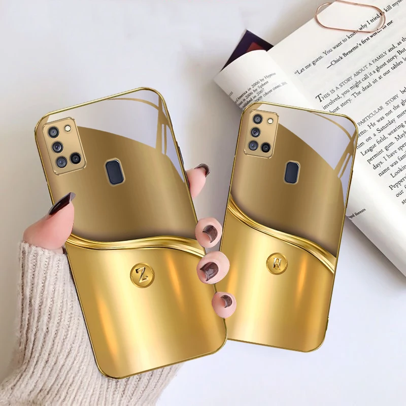 Las letras de metal para Samsung A 31 32 A33 A34 35 14 A15 13 A16 25 A26 50 52 53 54 55 56 70 71 72 73 funda de teléfono de cristal dorado
