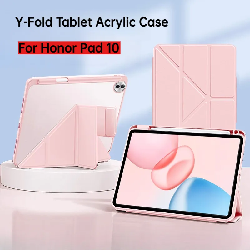 

Складной акриловый прозрачный жесткий чехол для Honor Pad 10 12,1 дюйма 2025 HEY3-W00 W10 с подставкой для карандашей
