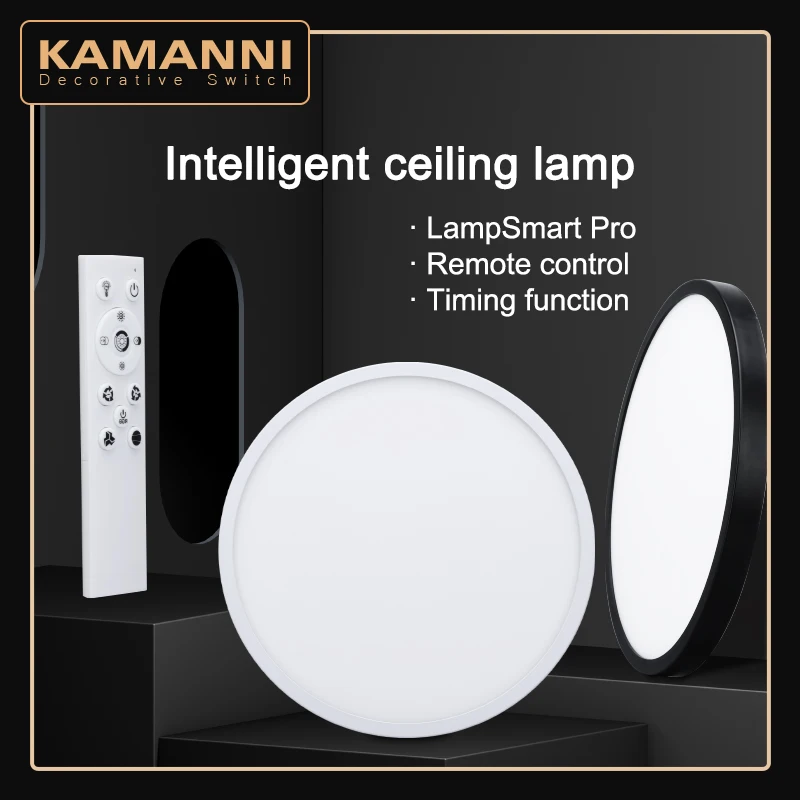 KAMANNI Smart Ceiling Light Mobile APP Remote Control Color Temperature Brightness Voice Control Ceiling Light 24W 28W 38W