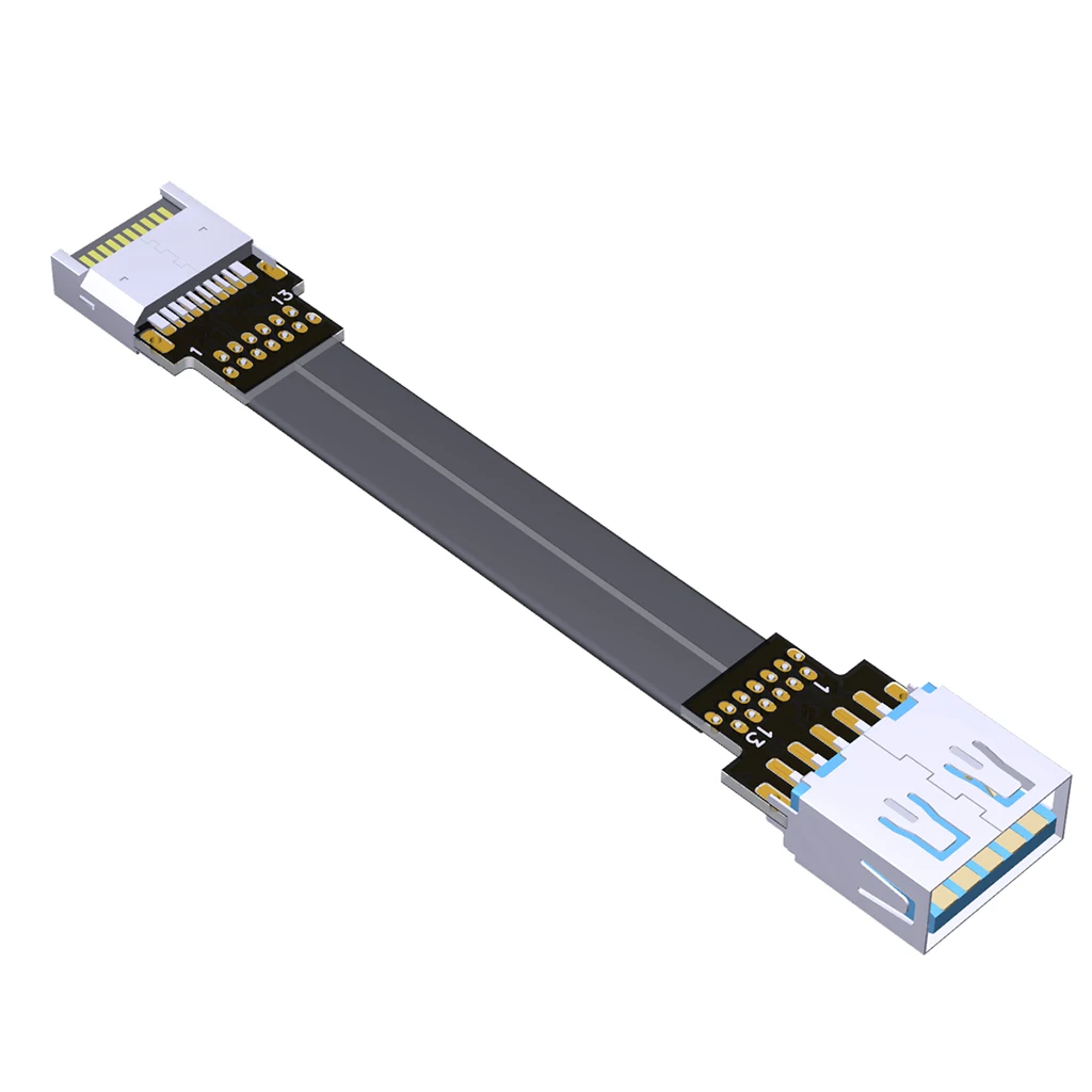 USB 3.1 Type-A 암-유형-E 수 연장 케이블 내부 USB3.1 유형 E 마더보드 13P/16P용 나사 구멍이 있는 플랫 코드