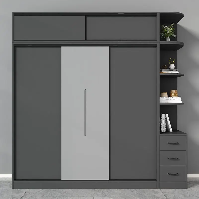 

Solid wood wardrobe, household bedroom cabinet, simple assembly of rental house, room hanging type