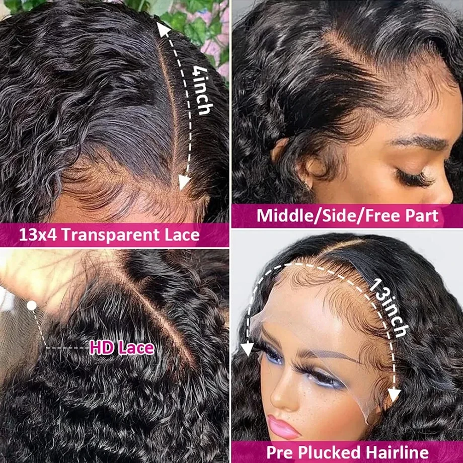 13x4 Spitze frontale Echthaar lockige Perücken 13x6 transparente brasilia nische Wasserwellen perücke zur Auswahl Deep Wave Lace Front Echthaar Perücke