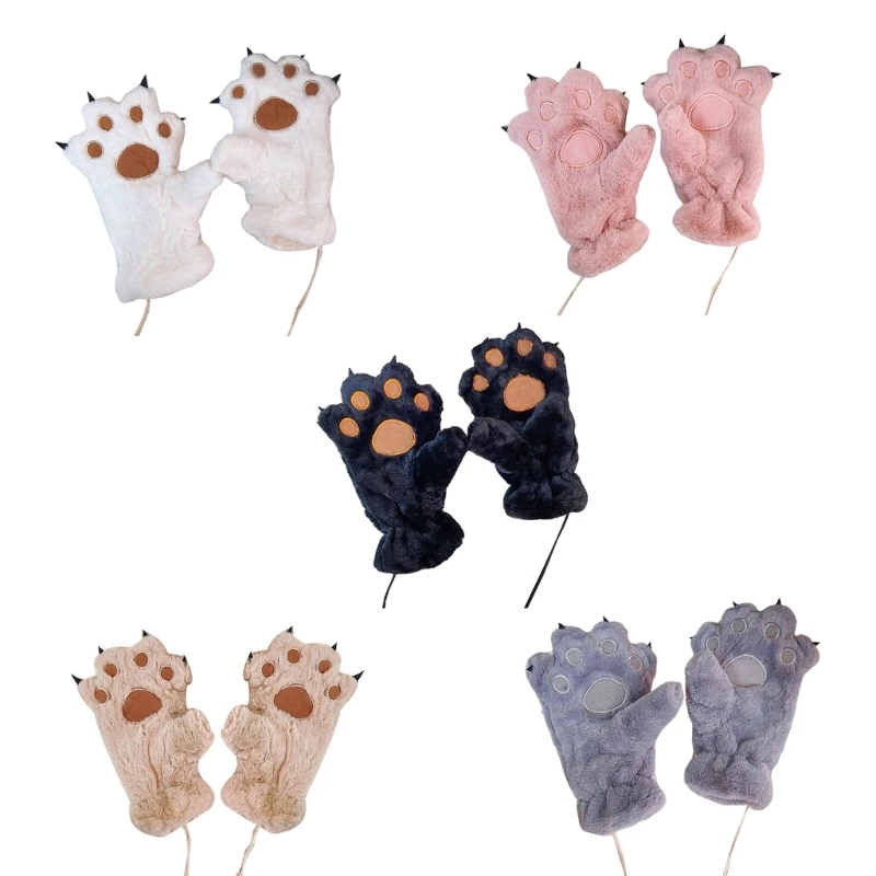 

Bear Paw Costume Gloves Cute Fluffy Bear Paw Gloves Party Dressup Winter Plush Bear Paw Mittens Halloween Cosplay Gloves